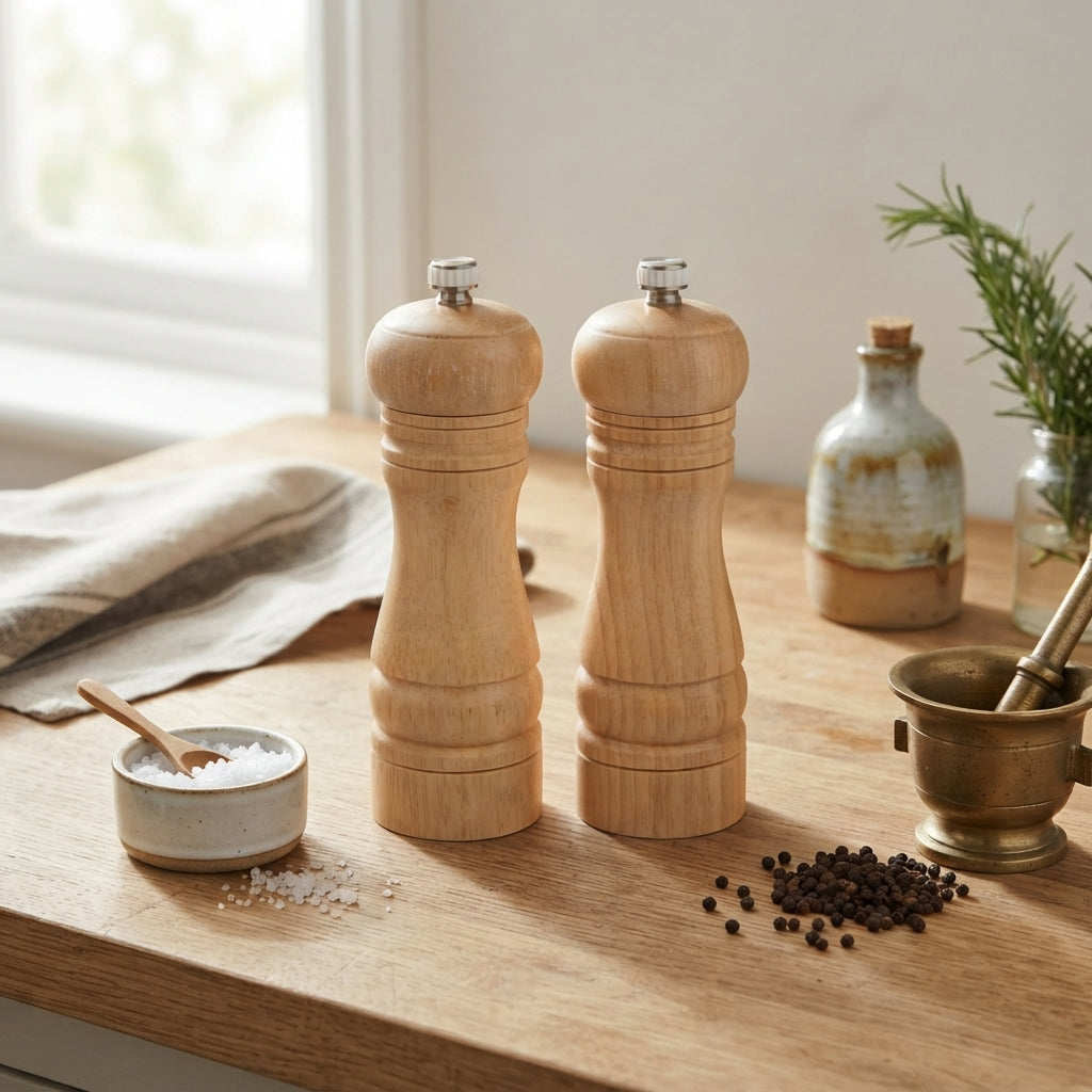 JS Gourmet Ensemble de 2 moulins à sel et à poivre en bois d'hévéa - 22 cm - Simple Boutique