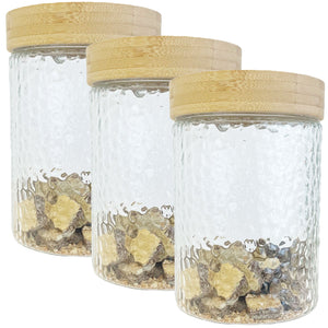 JS Gourmet - Ensemble de 3 Contenants en Verre Embossé avec Couvercle Hermétique, Capacité de 1300ml - Simple Boutique