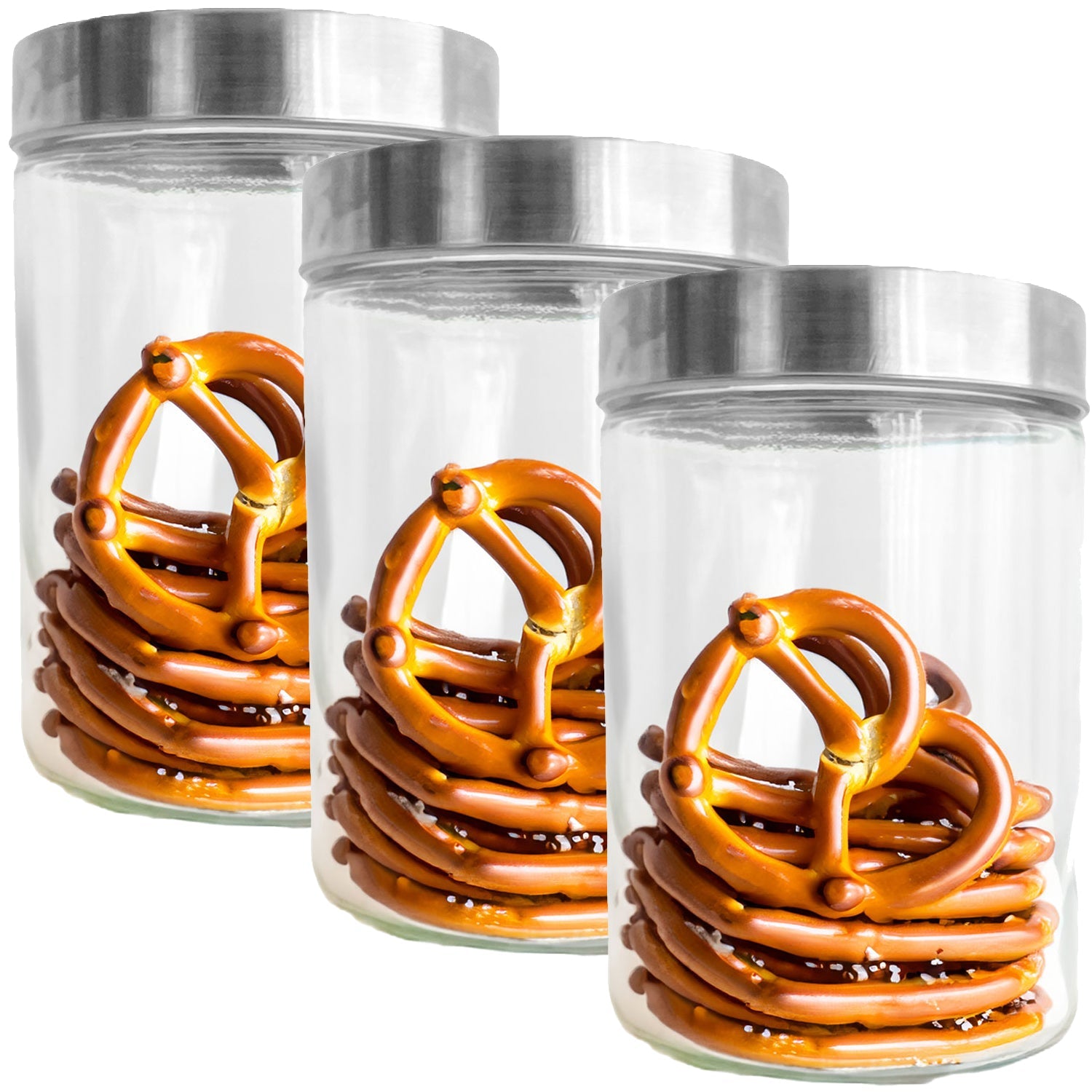 JS Gourmet - Ensemble de 3 Contenants en Verre avec Couvercle Hermétique, Capacité de 1300ml - Simple Boutique