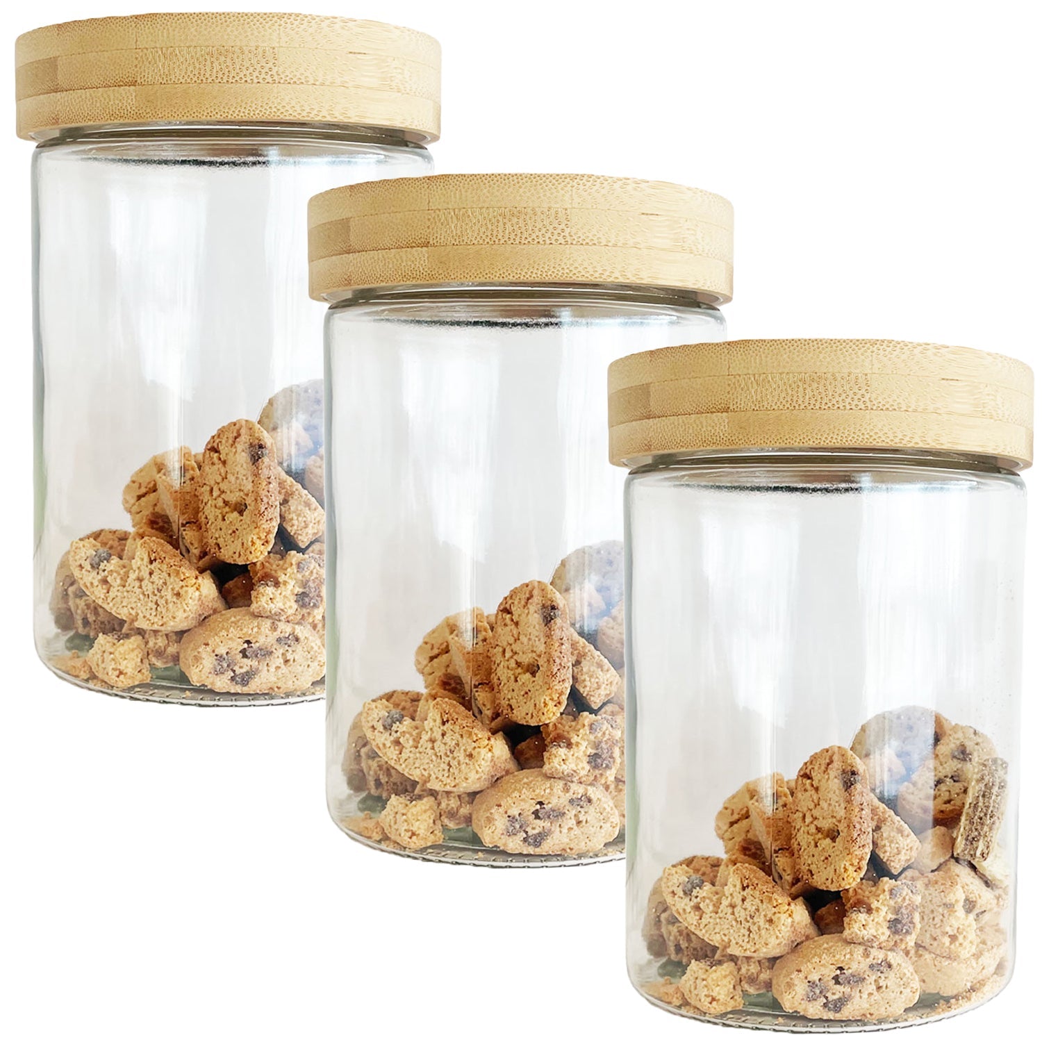JS Gourmet - Ensemble de 3 Contenants en Verre avec Couvercle Hermétique, Capacité de 1300ml - Simple Boutique