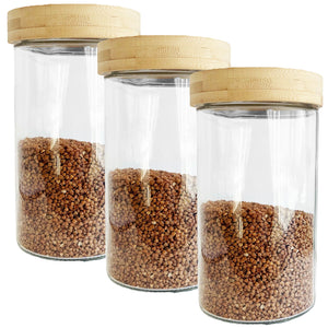 JS Gourmet - Ensemble de 3 Contenants en Verre avec Couvercle Hermétique, Capacité de 1700ml - Simple Boutique