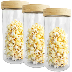 JS Gourmet - Ensemble de 3 Contenants en Verre avec Couvercle Hermétique, Capacité de 2100ml - Simple Boutique