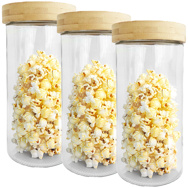 JS Gourmet - Ensemble de 3 Contenants en Verre avec Couvercle Hermétique, Capacité de 2100ml - Simple Boutique