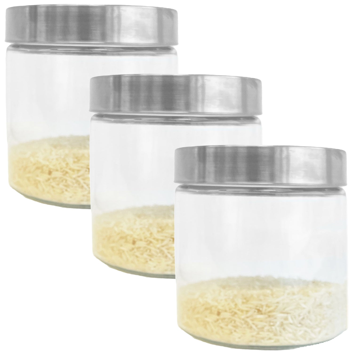 JS Gourmet - Ensemble de 3 Contenants en Verre avec Couvercle Hermétique, Capacité de 900ml - Simple Boutique