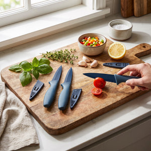 JS Gourmet Ensemble de 3 couteaux d'office de 3,5 po avec protège-lames, sans PFAS - Simple Boutique