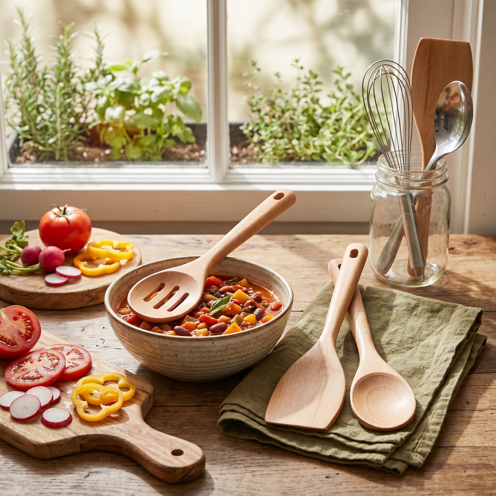 JS Gourmet Ensemble de 3 ustensiles de cuisine en hêtre - Simple Boutique