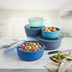 JS Gourmet Ensemble de 4 boîtes de conservation rondes et emboîtables avec couvercles - Simple Boutique
