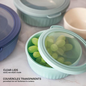 JS Gourmet Ensemble de 4 boîtes de conservation rondes et emboîtables avec couvercles - Simple Boutique
