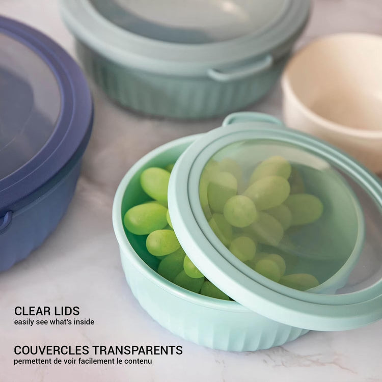 JS Gourmet Ensemble de 4 boîtes de conservation rondes et emboîtables avec couvercles - Simple Boutique