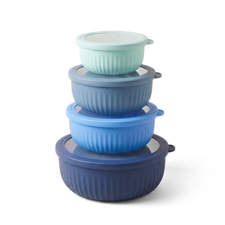 JS Gourmet Ensemble de 4 boîtes de conservation rondes et emboîtables avec couvercles - Simple Boutique