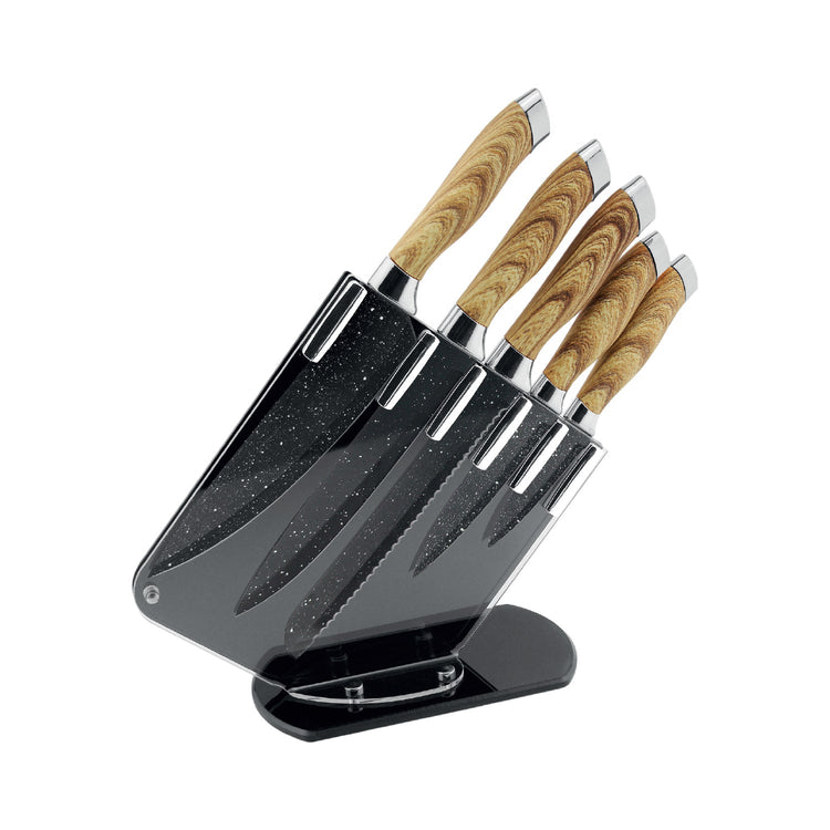 JS Gourmet - Ensemble de Couteaux Avec Support de Rangement en Acrylique - Simple Boutique