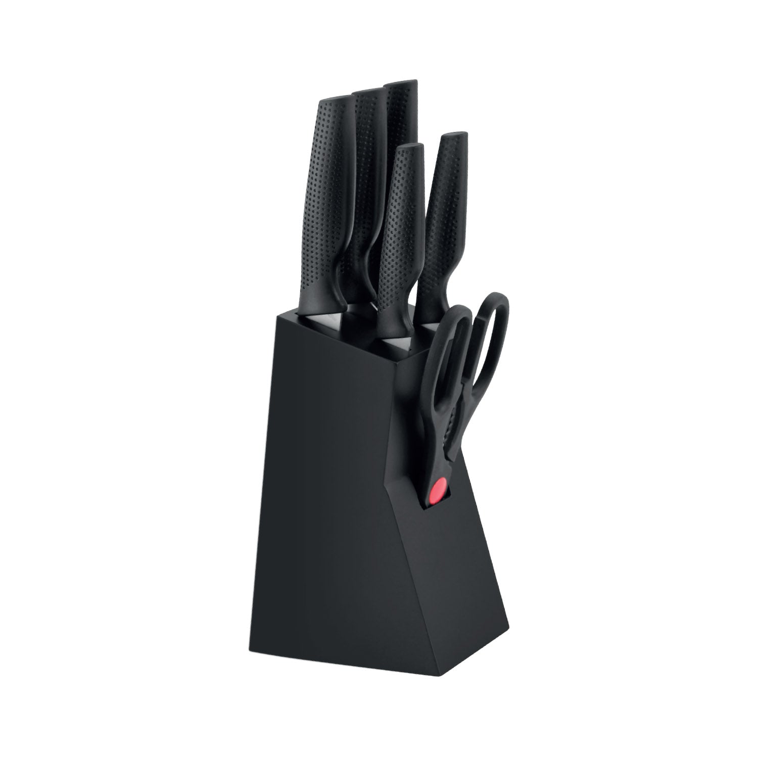 JS Gourmet - Ensemble de Couteaux avec Bloc de Rangement, Lame en Acier Inoxydable, Noir - Simple Boutique