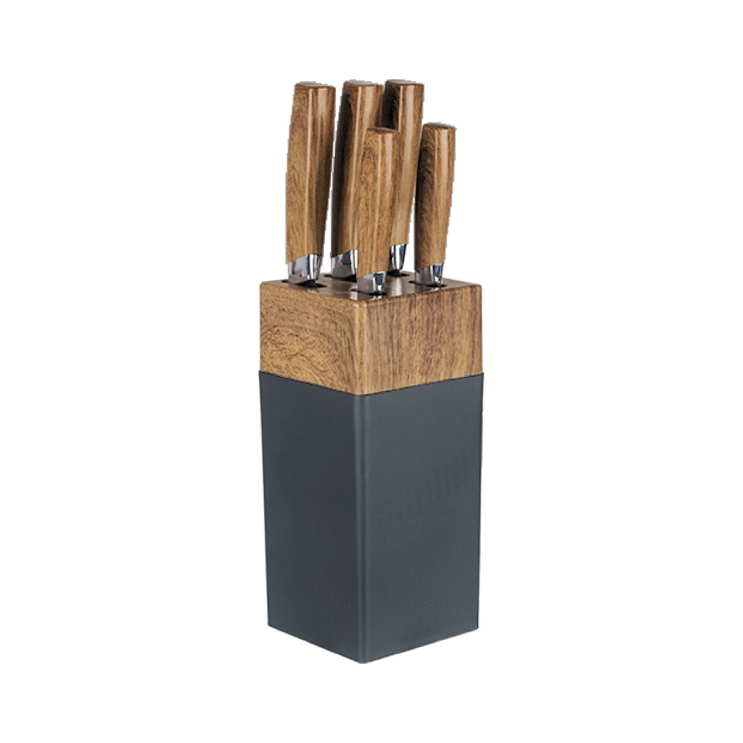 JS Gourmet - Ensemble de Couteaux avec Bloc de Rangement, Lames en Acier Inoxydable, Noir - Simple Boutique