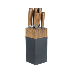 JS Gourmet - Ensemble de Couteaux avec Bloc de Rangement, Lames en Acier Inoxydable, Noir - Simple Boutique