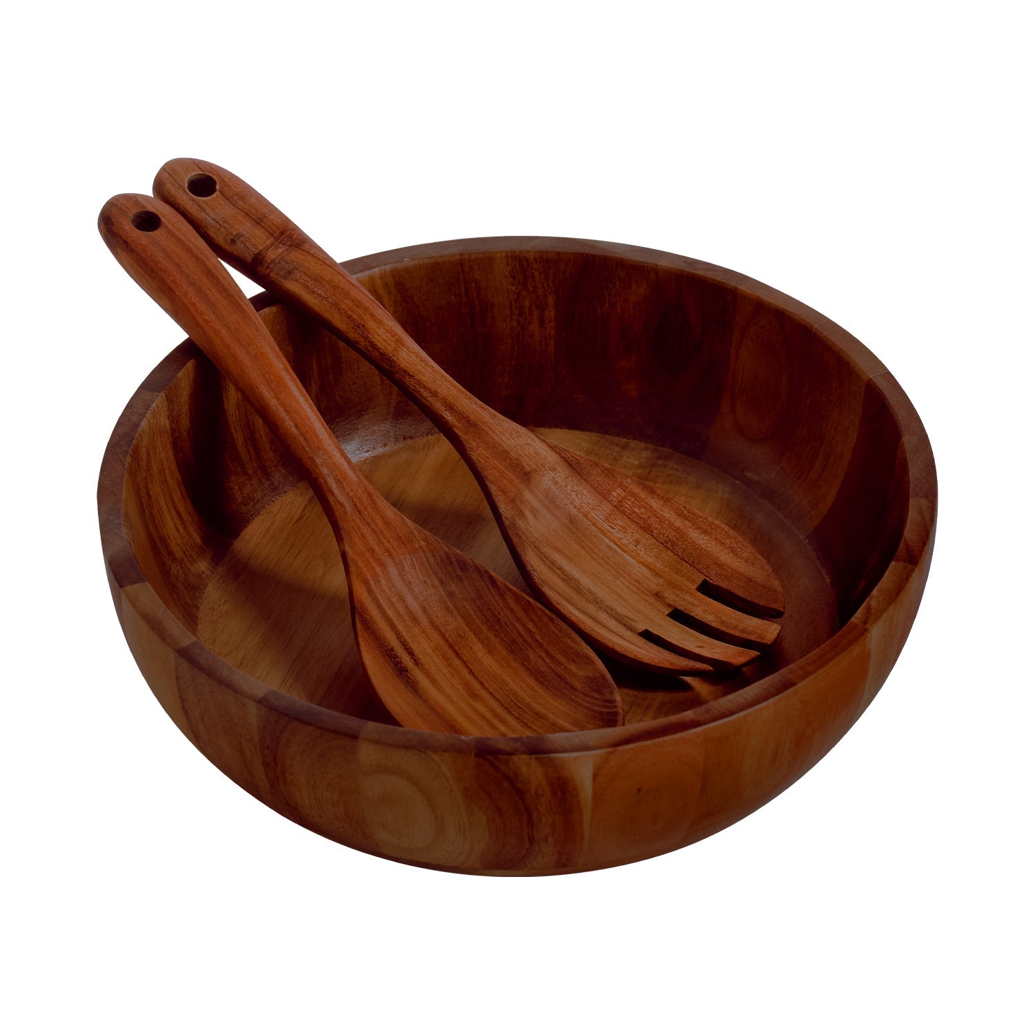 JS Gourmet - Ensemble de Saladier 3 Morceaux avec Ustensiles, Fabriqué en Bois d'acacia - Simple Boutique