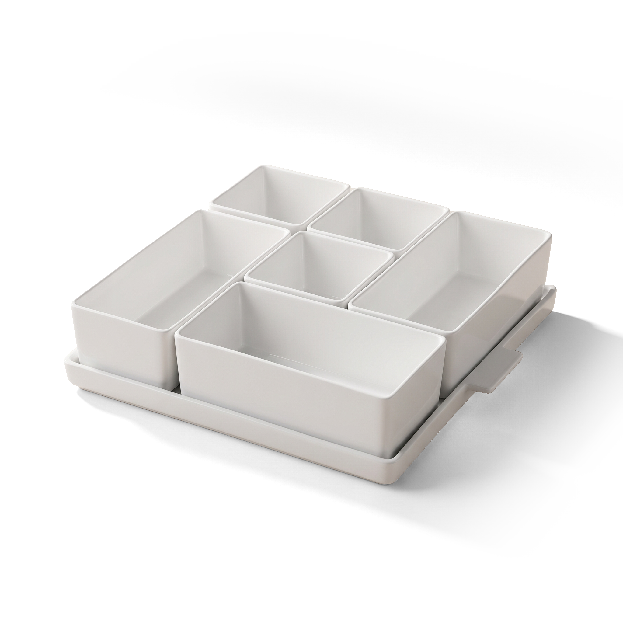 JS Gourmet Ensemble de service 7 pièces en porcelaine blanche avec plateau en ardoise - Simple Boutique