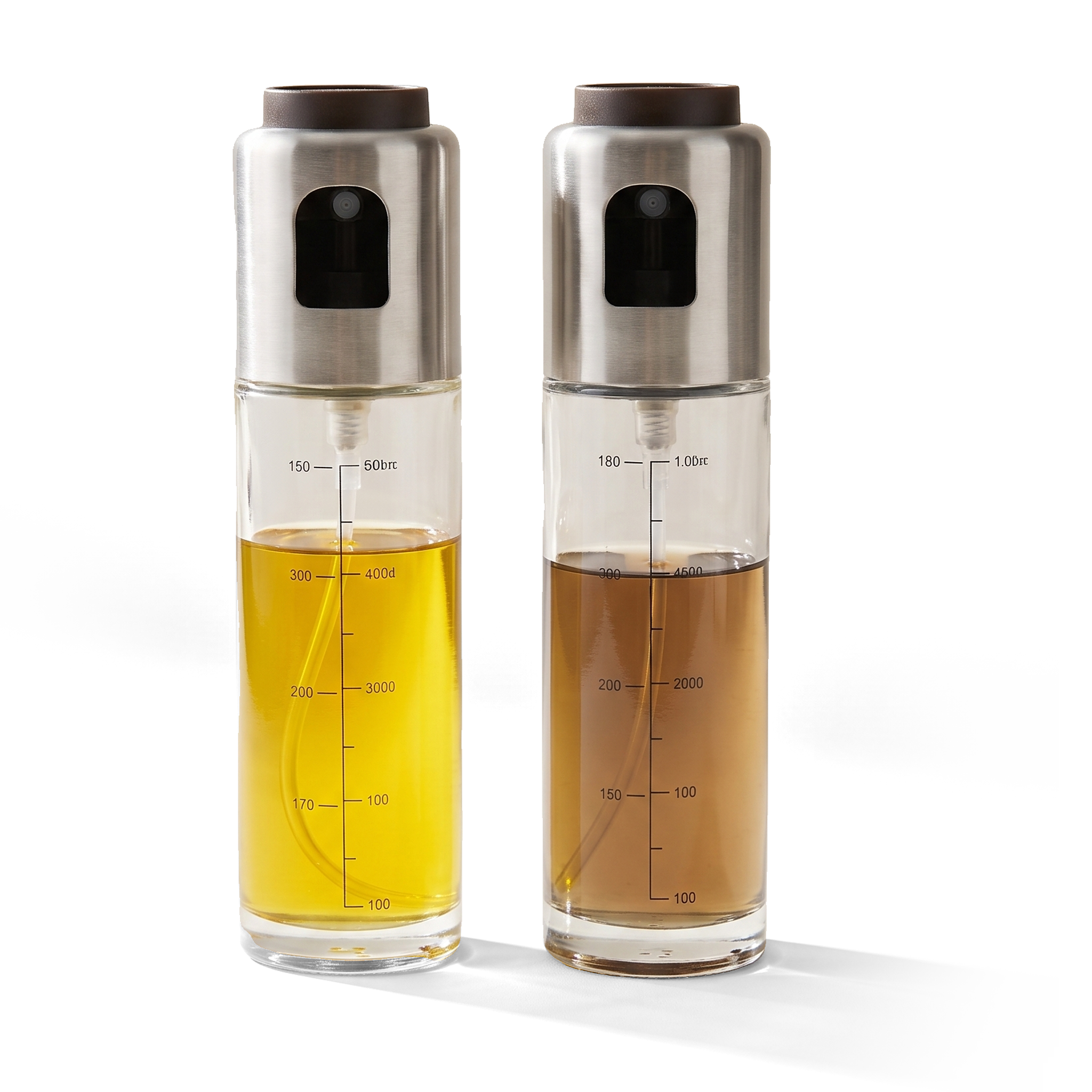 JS Gourmet Ensemble de vaporisateurs à huile et vinaigre - verre et acier inoxydable, Lot de 2 - Simple Boutique