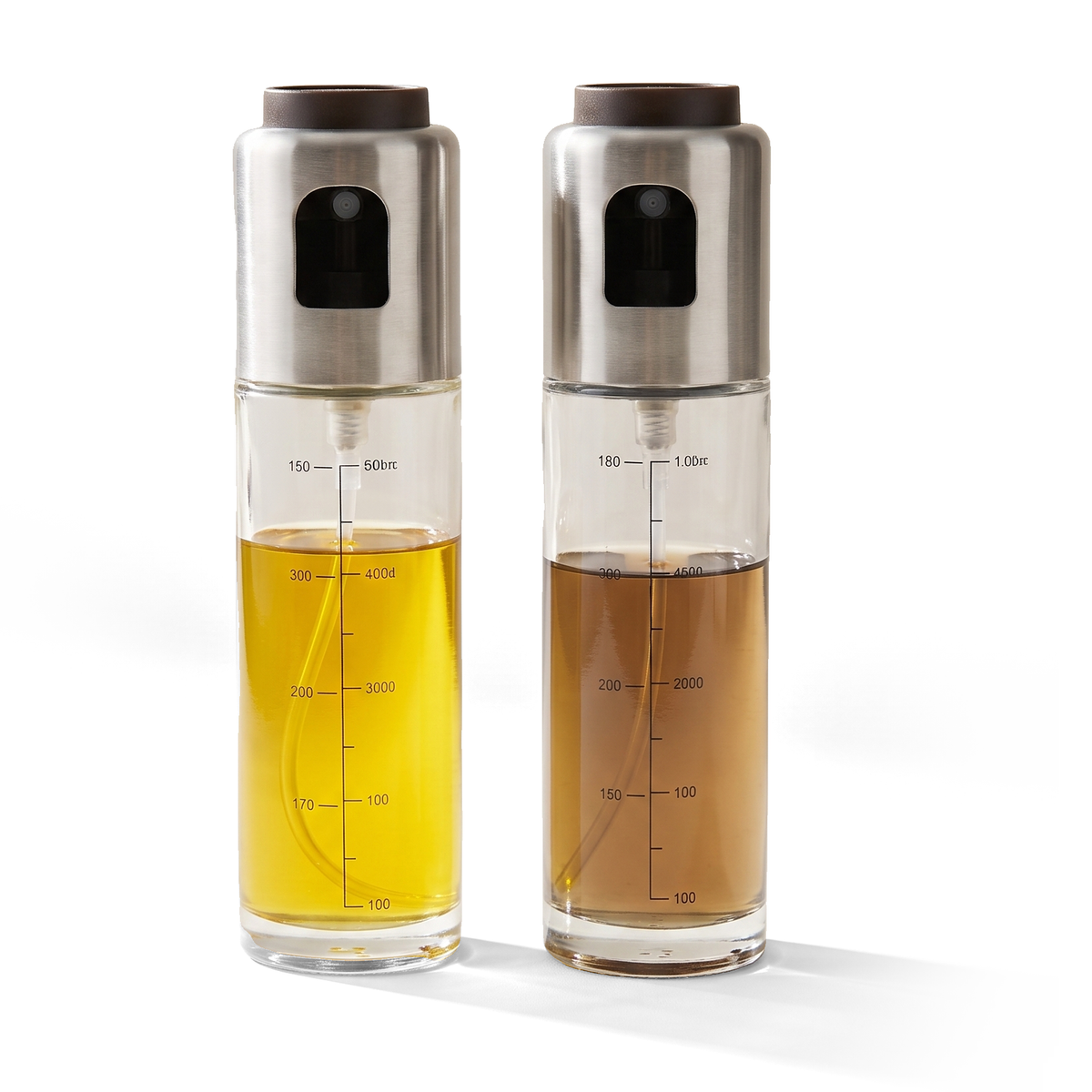 JS Gourmet Ensemble de vaporisateurs à huile et vinaigre - verre et acier inoxydable, Lot de 2 - Simple Boutique