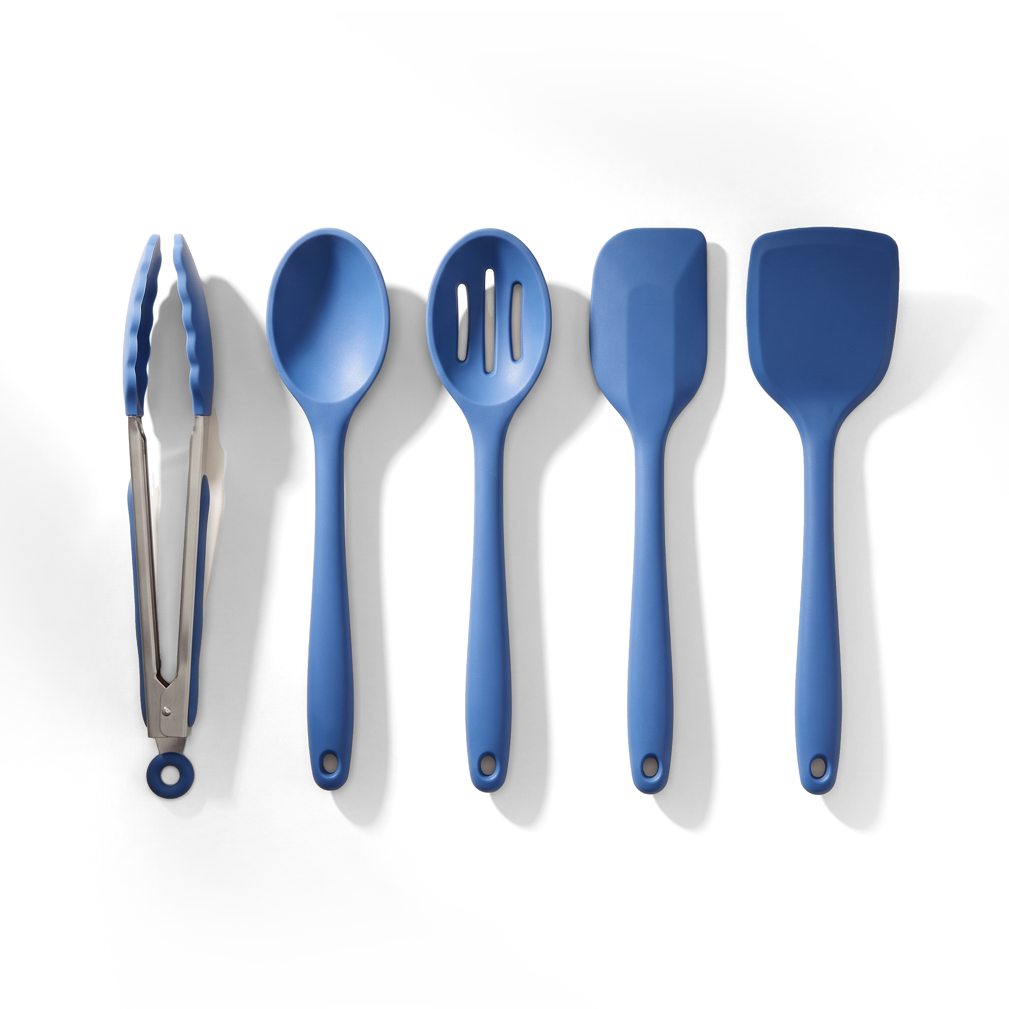 JS Gourmet Ensemble d'ustensiles de cuisine en silicone 5 pièces - Bleu - Simple Boutique