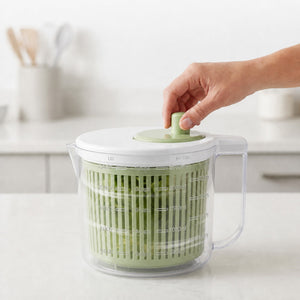 JS Gourmet Essoreuse à salade 4-en-1 avec système de drainage intégré, 2,5 L, Vert - Simple Boutique