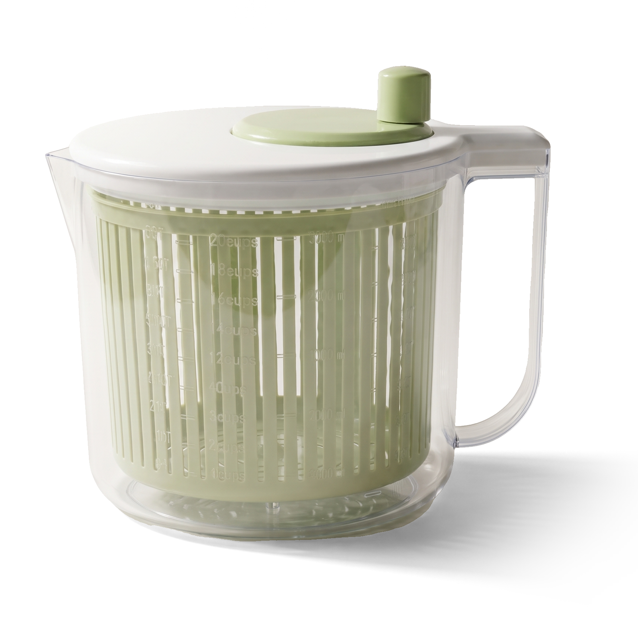 JS Gourmet Essoreuse à salade 4-en-1 avec système d'égouttage intégré, 5,7 L, vert - Simple Boutique