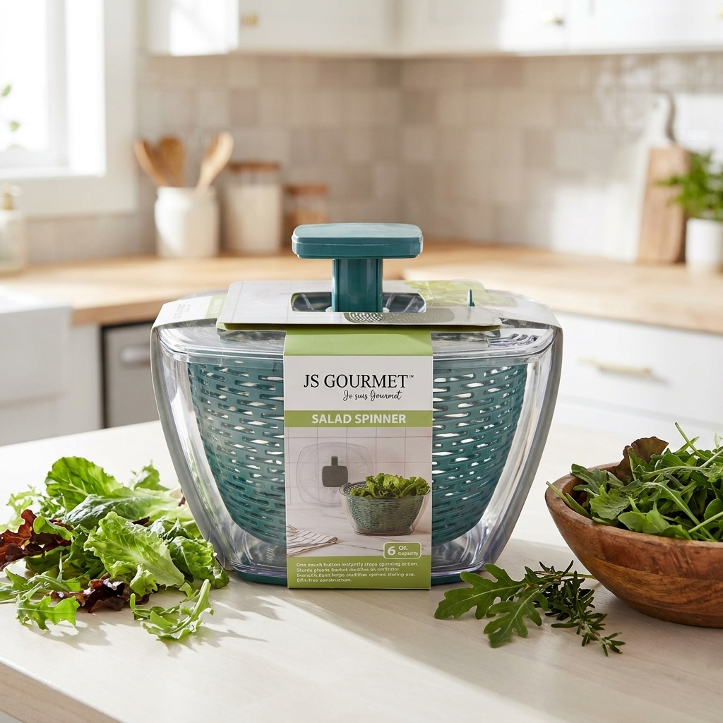 JS Gourmet Essoreuse à salade à double paroi de luxe avec pompe - 5,7 L - Simple Boutique