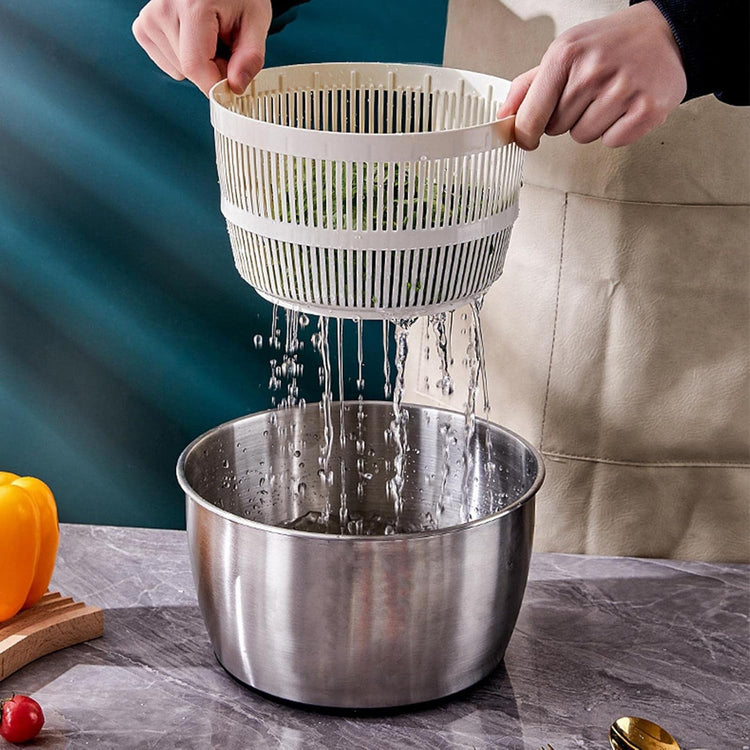 JS Gourmet Essoreuse à salade de luxe en acier inoxydable - 5 L - Simple Boutique