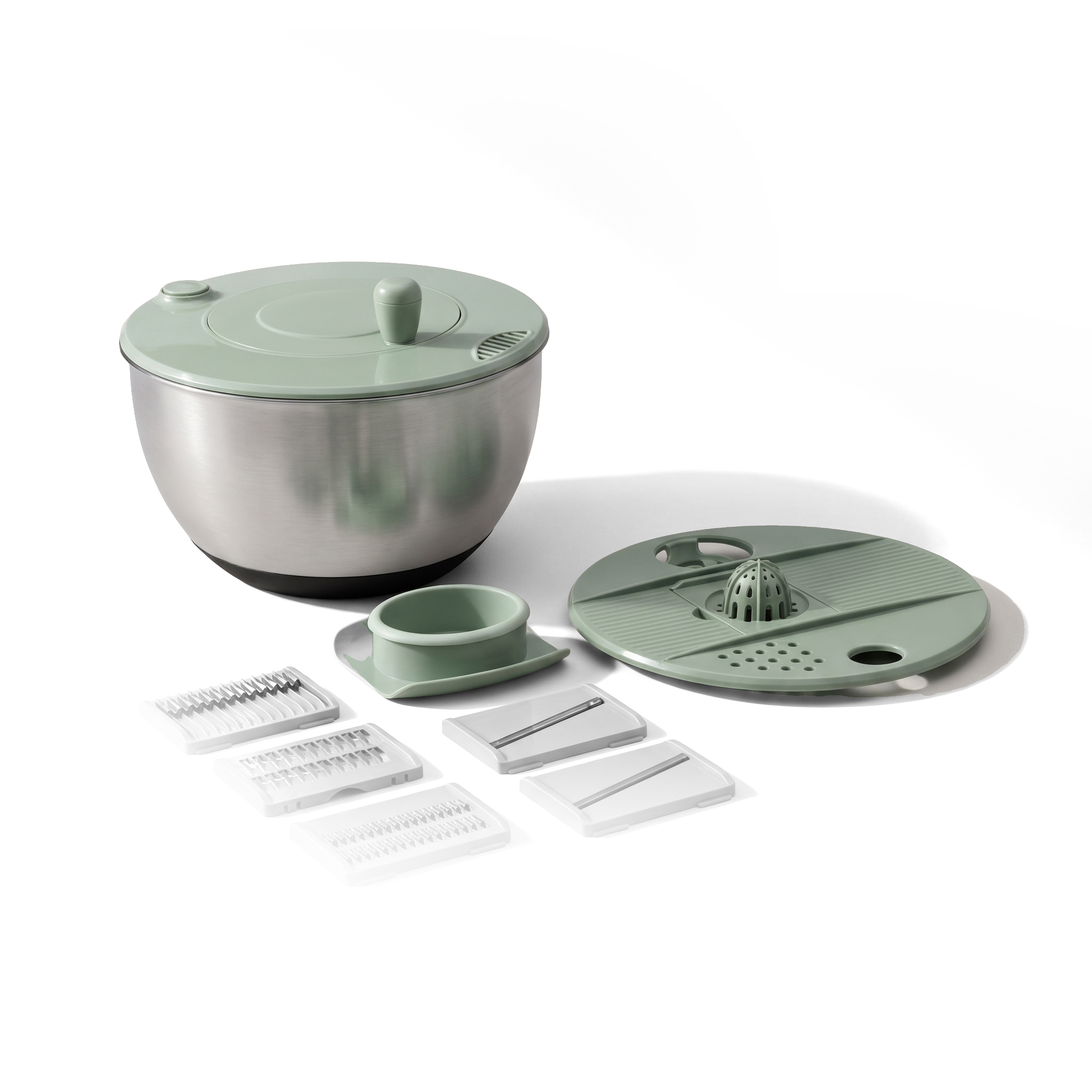 JS Gourmet Essoreuse à salade en acier inoxydable avec hachoir - 4-en-1, 4,2 L - Simple Boutique