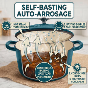 JS Gourmet Faitout rond en fonte émaillée avec couvercle, 6,2 L, saphir bleu - Simple Boutique