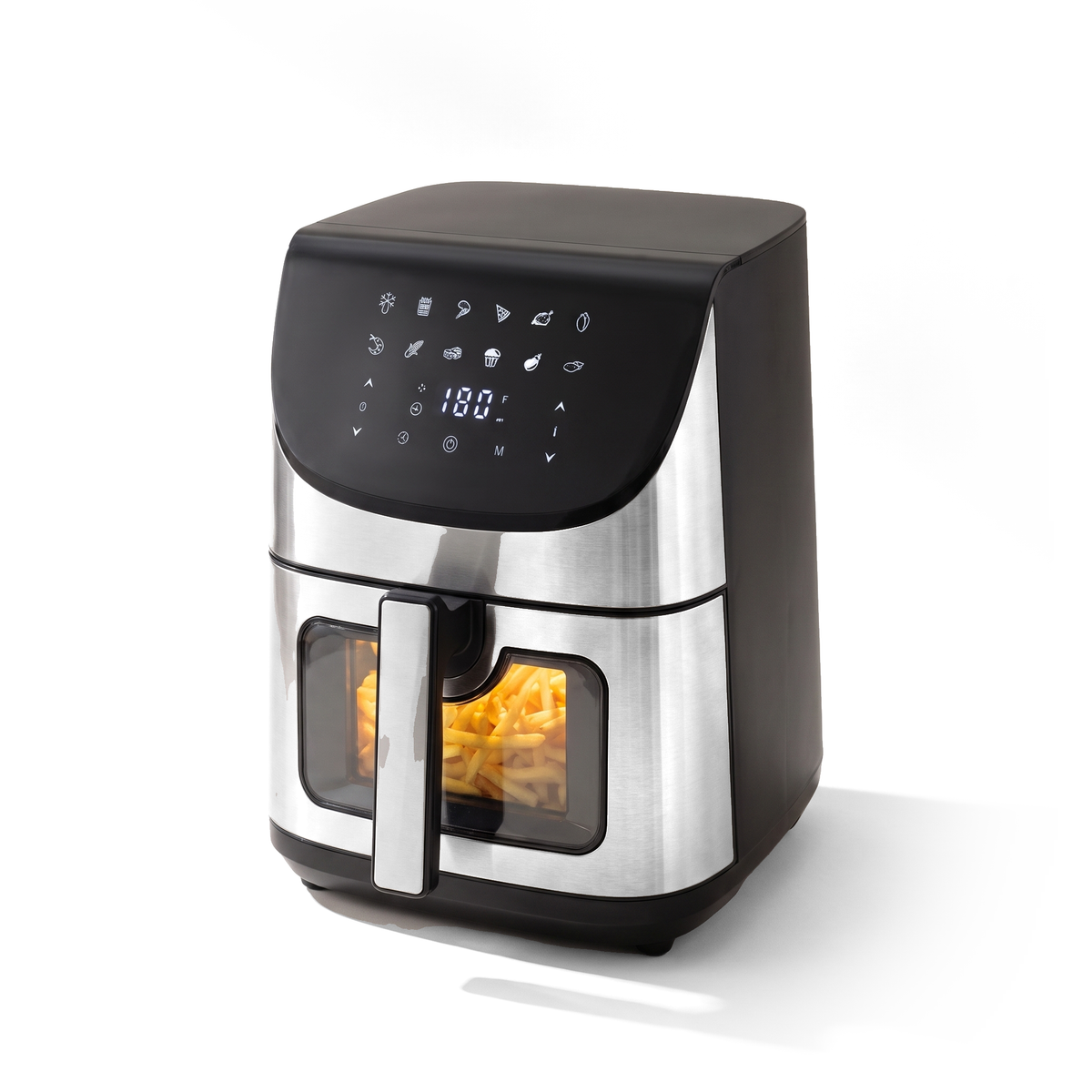 JS Gourmet Friteuse à air tactile numérique 8 L - Noir et acier inoxydable - Simple Boutique