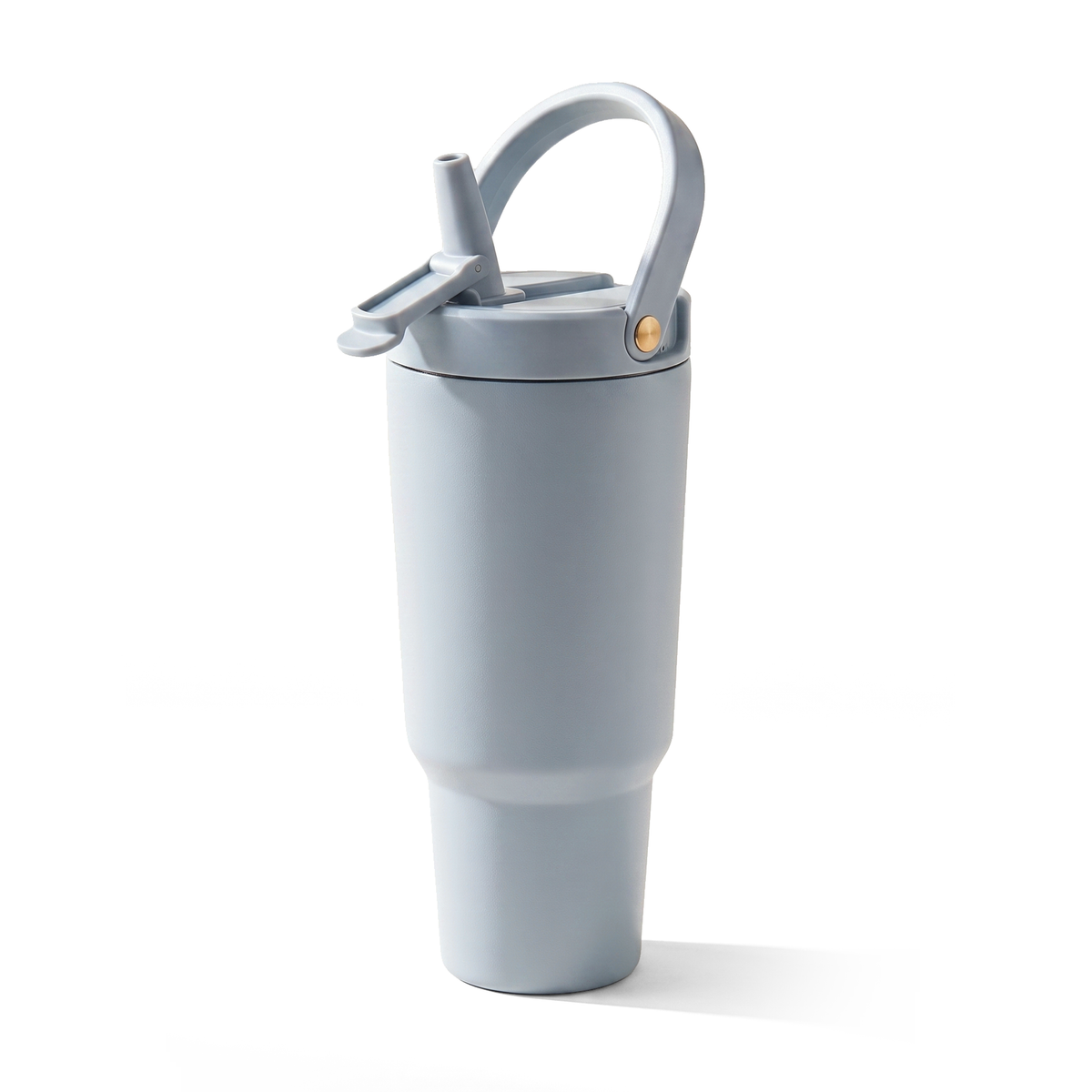 JS Gourmet Gobelet isotherme à paille rabattable en acier inoxydable à double paroi de 946 ml - Bleu glacier - Simple Boutique