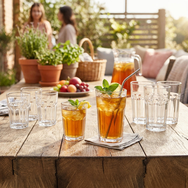 JS Gourmet Gobelets trempés 440ml / Verres à eau 300ml - Lot de 8 Verres à facettes - Simple Boutique