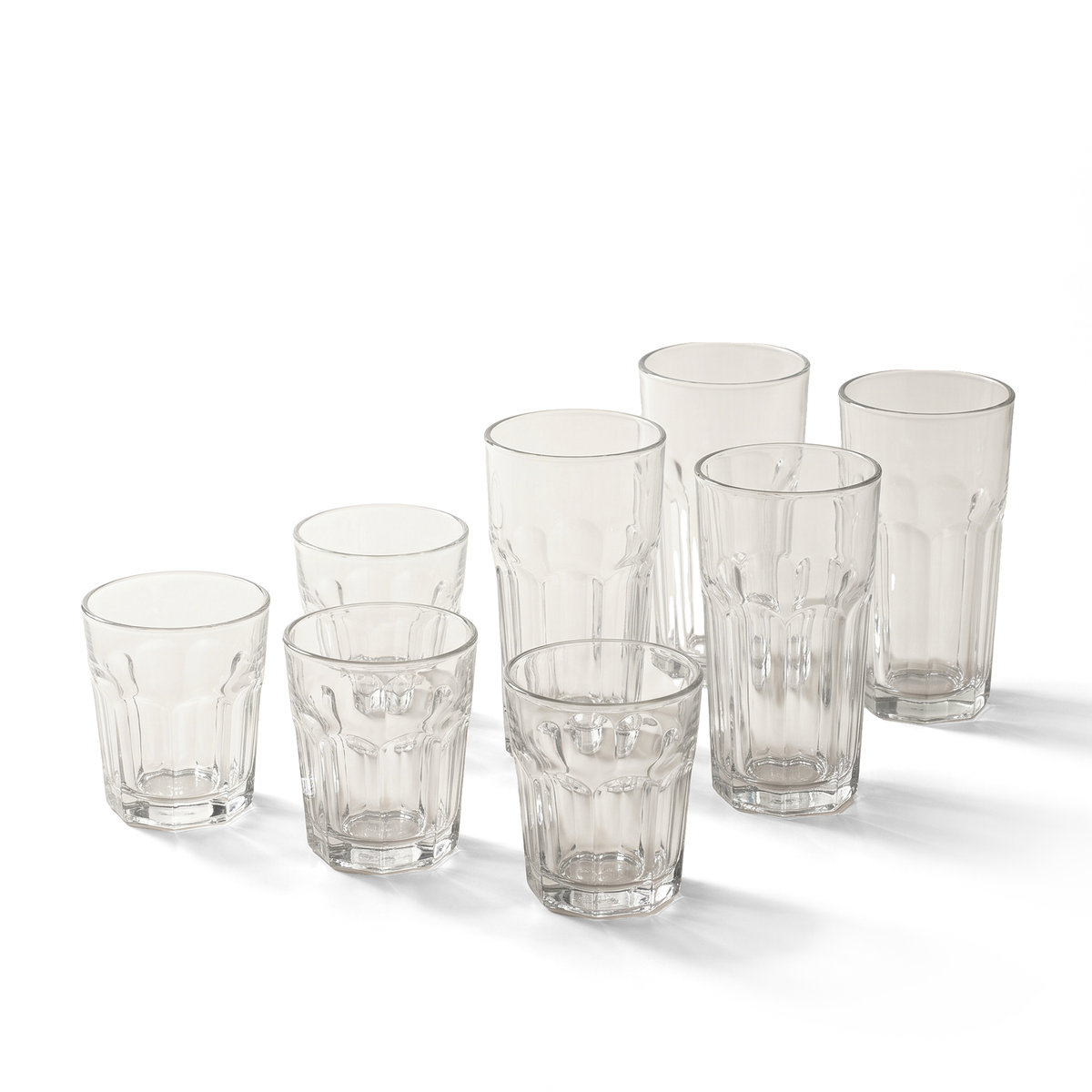 JS Gourmet Gobelets trempés 440ml / Verres à eau 300ml - Lot de 8 Verres à facettes - Simple Boutique