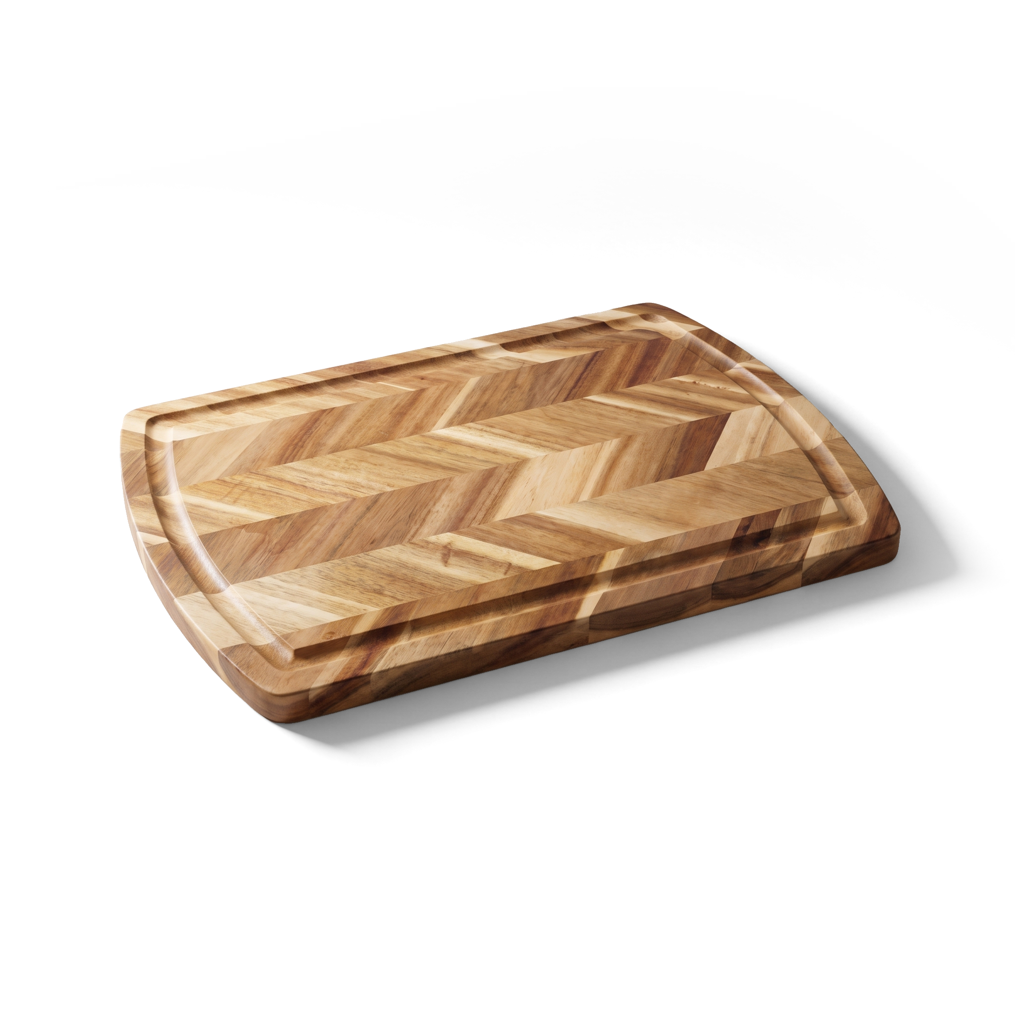 JS Gourmet Grande planche à découper, à sculpter et de service 3-en-1 en bois d'acacia avec motif « W » — 48 x 33 cm - Simple Boutique