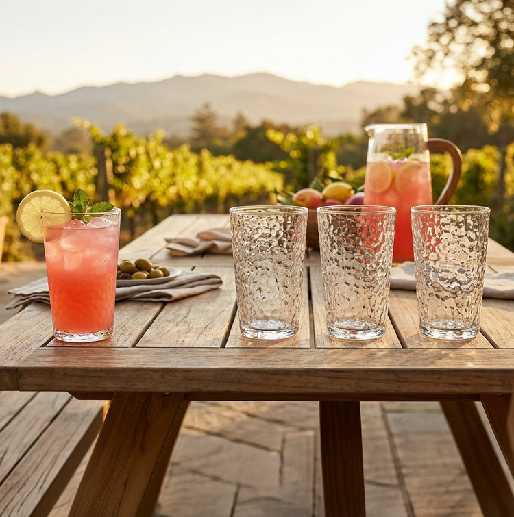 JS Gourmet Grands verres martelés — Ensemble de 4, 470 ml (16 oz) - Simple Boutique