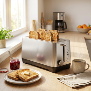 JS Gourmet Grille-pain 4 tranches à fentes longues en acier inoxydable - Simple Boutique