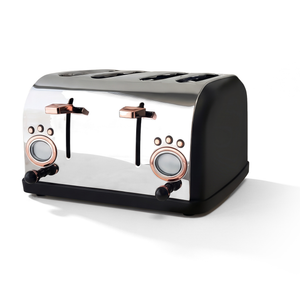 JS Gourmet Grille-pain 4 tranches collection Rétro Bois de Rose - acier inoxydable, 1500W - Simple Boutique