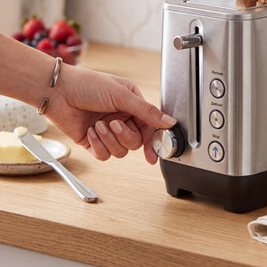 JS Gourmet Grille-pain compact et mince en acier inoxydable à fente longue, 2 tranches - Simple Boutique