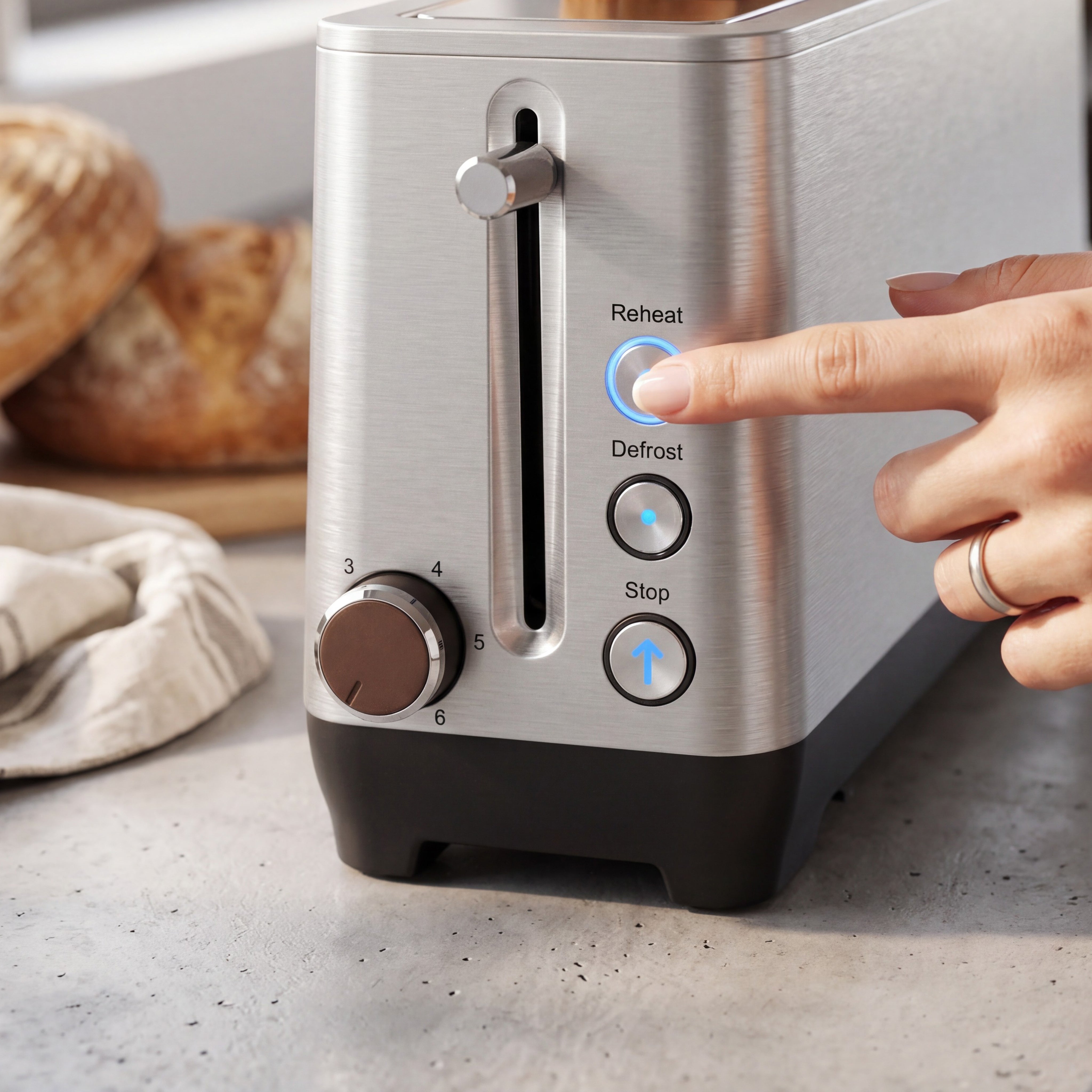 JS Gourmet Grille-pain compact et mince en acier inoxydable à fente longue, 2 tranches - Simple Boutique