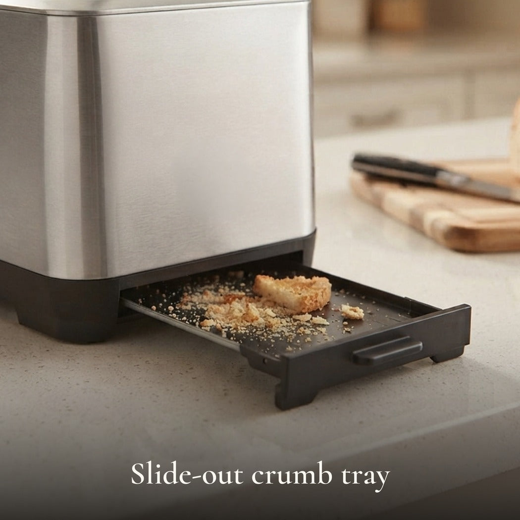 JS Gourmet Grille-pain compact et mince en acier inoxydable à fente longue, 2 tranches - Simple Boutique