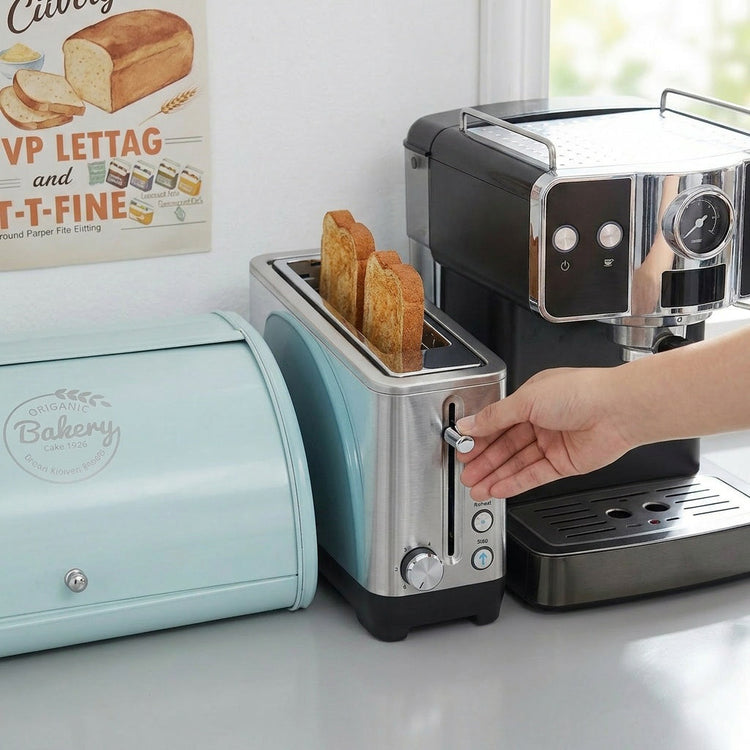 JS Gourmet Grille-pain compact et mince en acier inoxydable à fente longue, 2 tranches - Simple Boutique