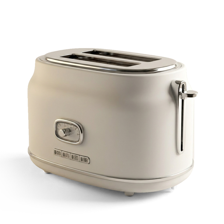 JS Gourmet Grille-pain rétro à 2 tranches à fentes larges avec voyant DEL - Blanc mat, 900W - Simple Boutique