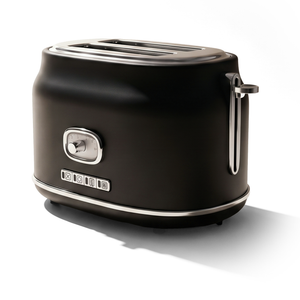 JS Gourmet Grille-pain rétro à 2 tranches à fentes larges avec voyant DEL - Noir mat, 900W - Simple Boutique