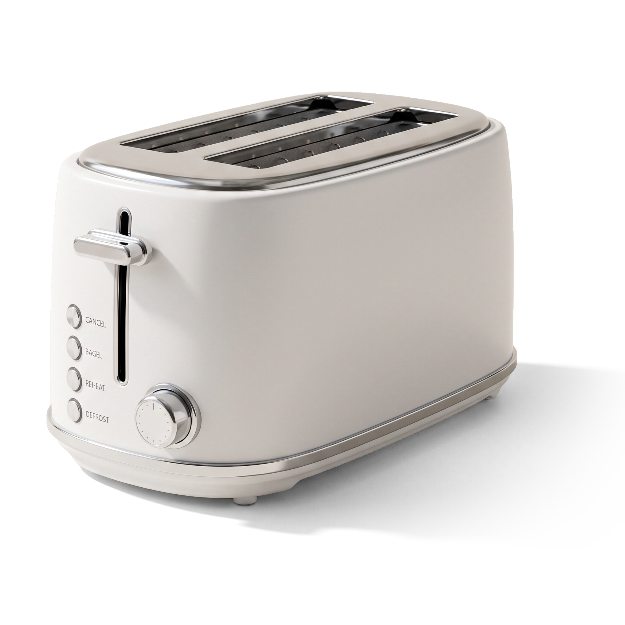 JS Gourmet Grille-pain rétro à 4 tranches à fentes longues avec voyant DEL - Blanc mat, 1500 W - Simple Boutique