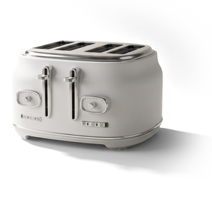 JS Gourmet Grille-pain rétro à large fente pour 4 tranches avec voyant DEL - Blanc mat, 1500 W - Simple Boutique