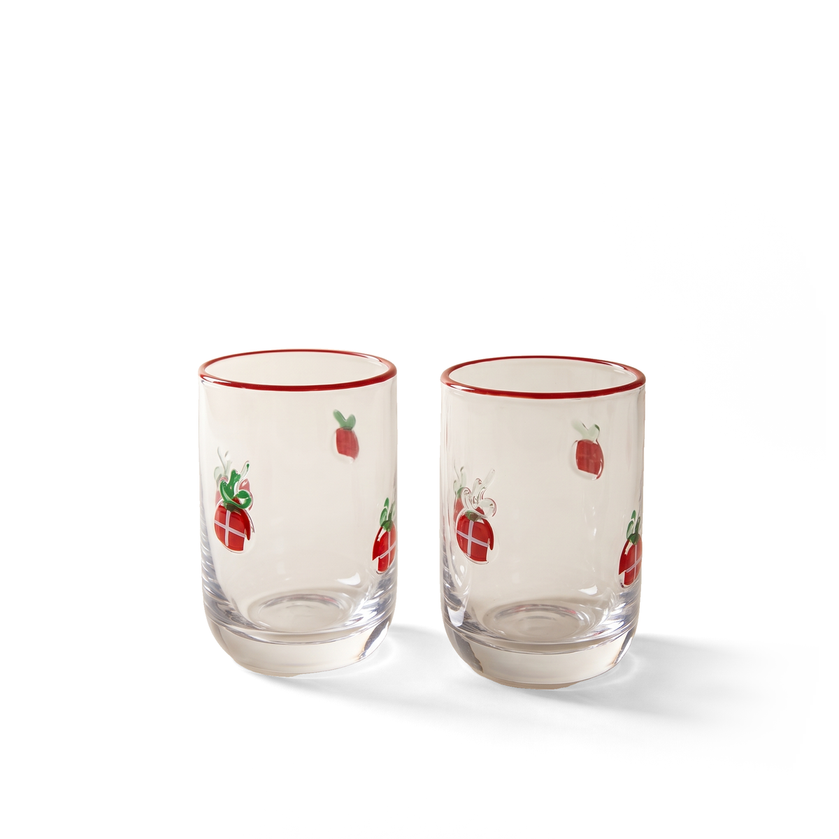 JS Gourmet Icon Gobelets Old-Fashioned 3D, Cadeau de Noël / Bord Rouge (Lot de 2) - Simple Boutique