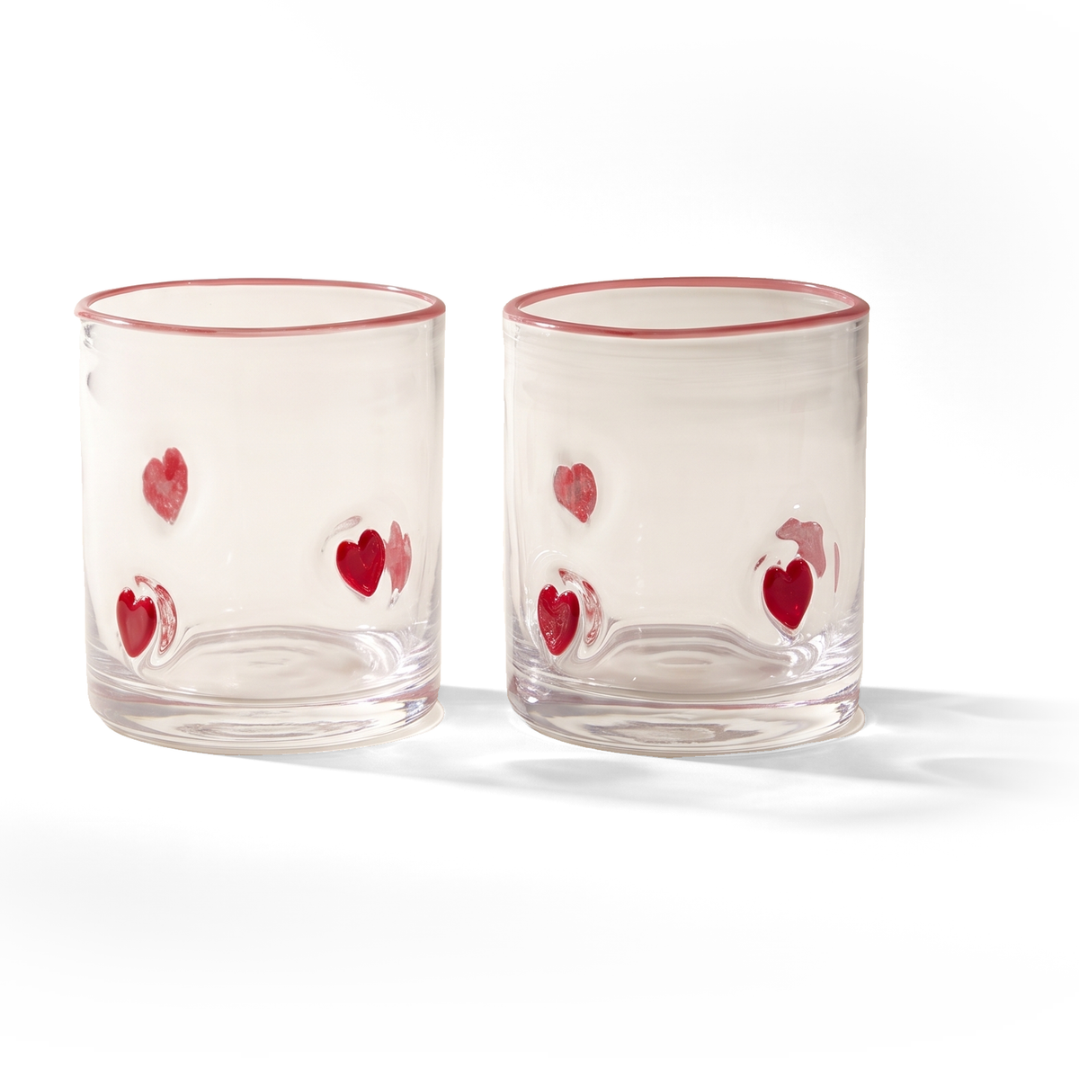 JS Gourmet Icône 3D Verres à whisky vintage, cœur / bord rouge - Lot de 2 - Simple Boutique