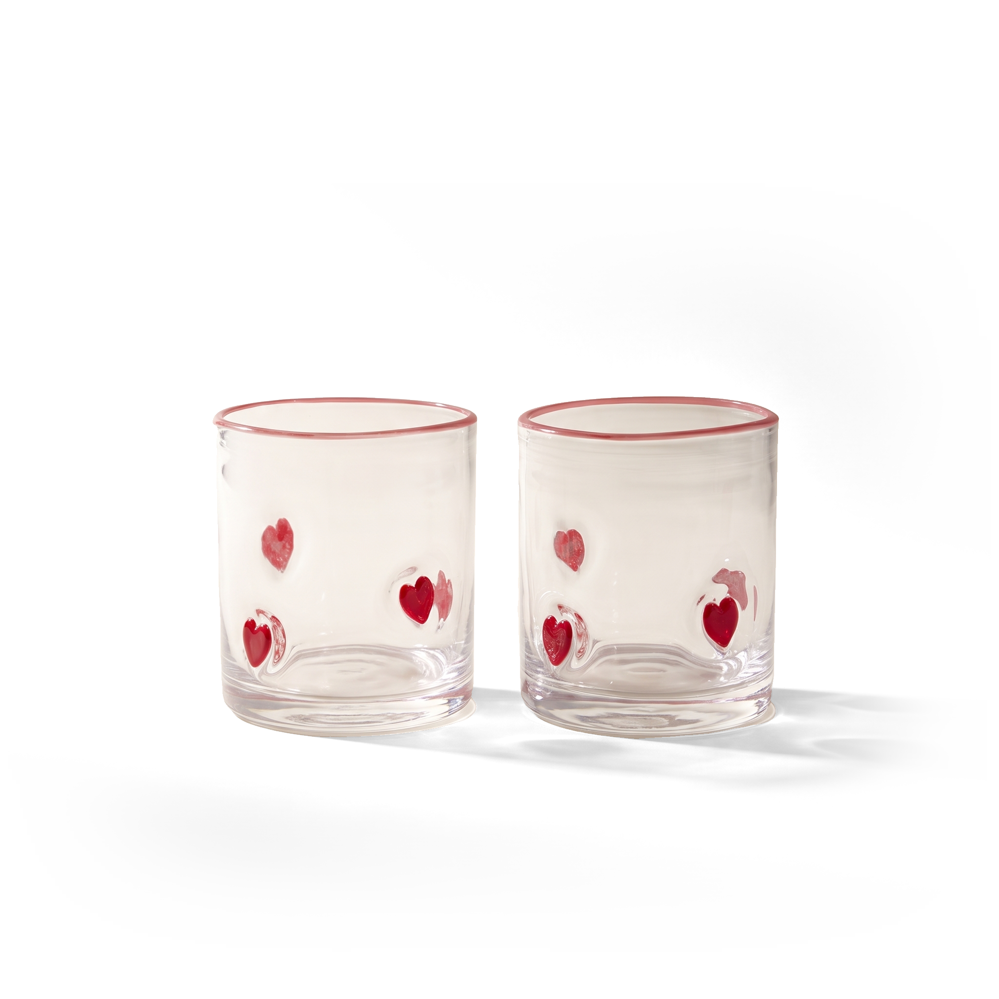 JS Gourmet Icône 3D Verres à whisky vintage, cœur / bord rouge (lot de 2) - Simple Boutique
