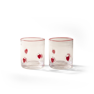 JS Gourmet Icône 3D Verres à whisky vintage, cœur / bord rouge (lot de 2) - Simple Boutique