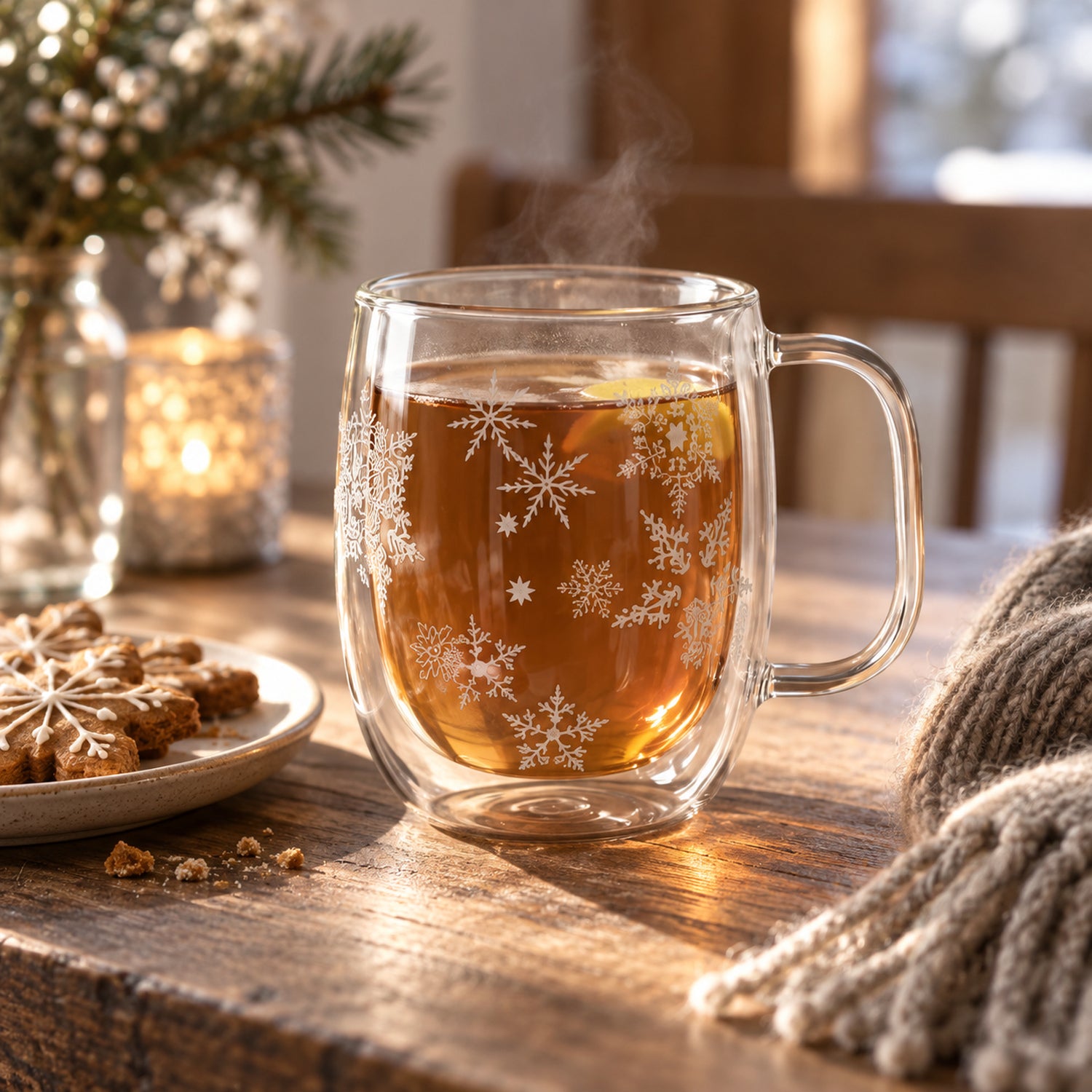 JS Gourmet Lot de 2 mugs Double-Paroi Flocon de Neige, 400 ml - Simple Boutique